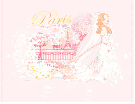 Beautiful bride in Paris card