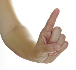 woman hand with finger up - raised finger .