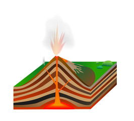 Volcano. Vector scheme