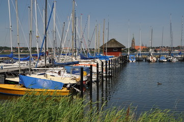 Hafen in Haithabu mit Blick nach Schleswig