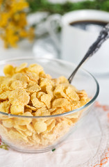 Healthy breakfast with corn flakes