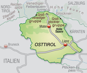 Fototapeta premium Autobahnkarte des Kantons Osttirol mit Umgebung