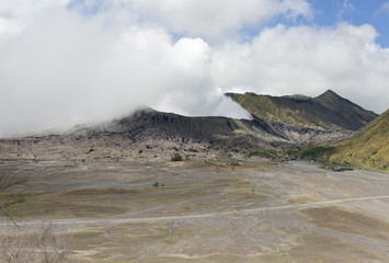 volcano Bromo is smoking