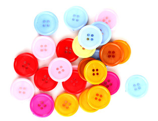Colorful sewing buttons isolated on white