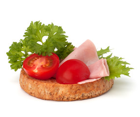 healthy sandwich with vegetable and smoked ham