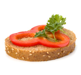 open healthy sandwich with vegetable