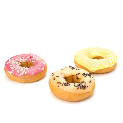 Delicious doughnuts isolated on white background
