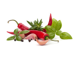 Chili pepper and flavoring herbs