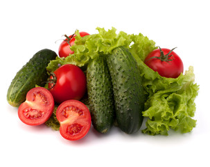 Tomato, cucumber vegetable and lettuce salad
