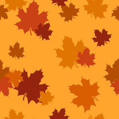 Fototapeta na wymiar Seamless pattern with autumn maple leaves. Vector EPS 8.