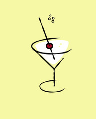 illustration of martini with cherry in it