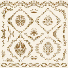 Set of vector damask ornaments.