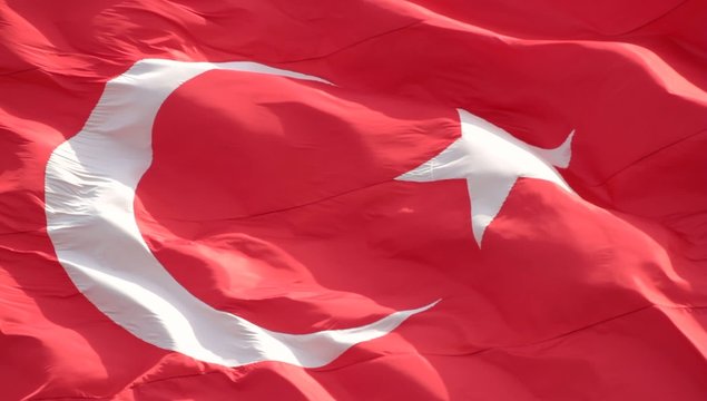 Waving Turkish flag. Full-screen 1080 HD video