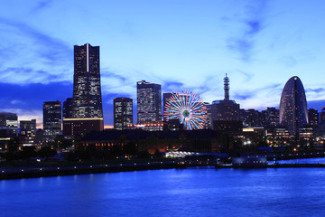 The night view of minatomirai