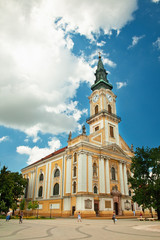 Fototapeta na wymiar Nice church with blue sky in Hungary