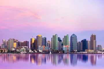 Peel and stick wall murals United States Lovely San Diego skyline at sunset