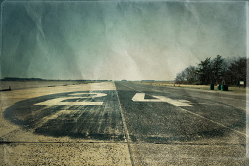 Runway at historic airfield in Brooklyn NY with textured effect