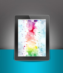 tablet pc, isolated on background blue and black