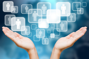  Hand of women pushing button on touch screen