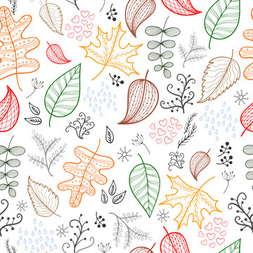 Autumn leaves pattern light background