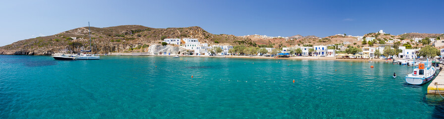 Panorama of Psathi harbor, Kimolos island, Cyclades, Greece