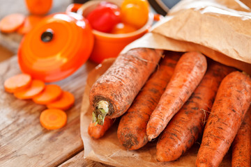 fresh carrots on the table