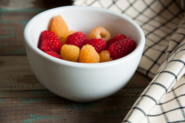 Fresh Red and Amber Raspberries