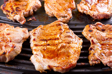 Steak meat grilled on barbecue