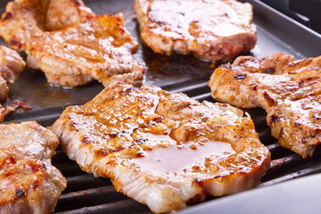 Steak meat grilled on barbecue