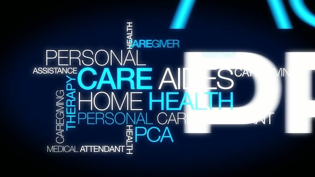 Home Health Aides Personal Care Assistant word tag cloud vieo