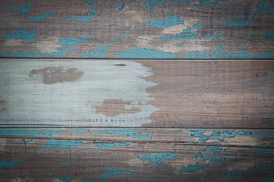Aged blue and brown wood boards.
