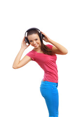 Naklejka premium Happy smiling girl dancing
