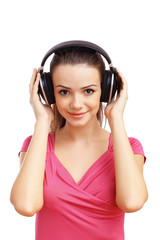 Naklejka premium Happy smiling girl dancing