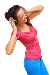 Naklejka premium Happy smiling girl dancing