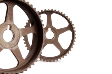 Old sports pulleys for a camshaft