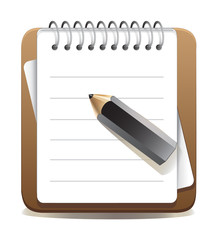 Vector notebook and pencil