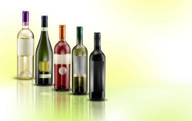bottiglie di vino su sfondo pastello
