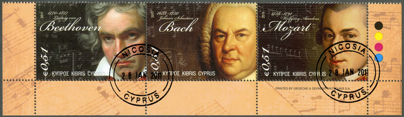 CYPRUS - 2011 : shows Beethoven, Bach and Mozart