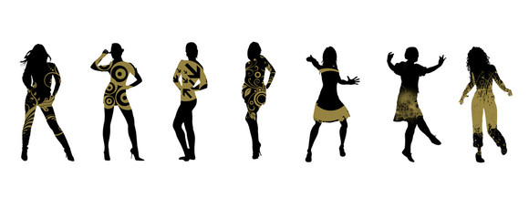 Silhouettes of people who dance.
