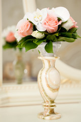 A beautiful bridal bouquet at a wedding party