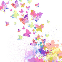 Colorful abstract vector background with butterflies