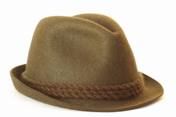 felt dark green hat over white