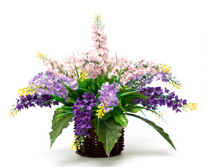 Artificial flower made from cloth on white background