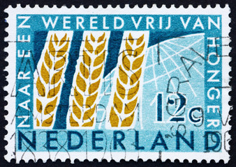 Postage stamp Netherlands 1963 Wheat Emblem and Globe