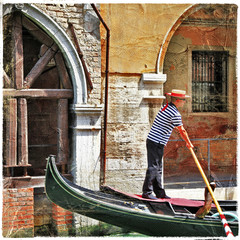 Fototapeta na wymiar Weneckie gondoliere, artystyczny obraz