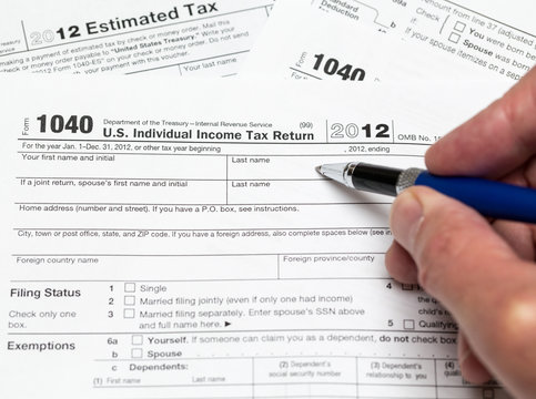 USA Tax Form 1040 For Year 2012