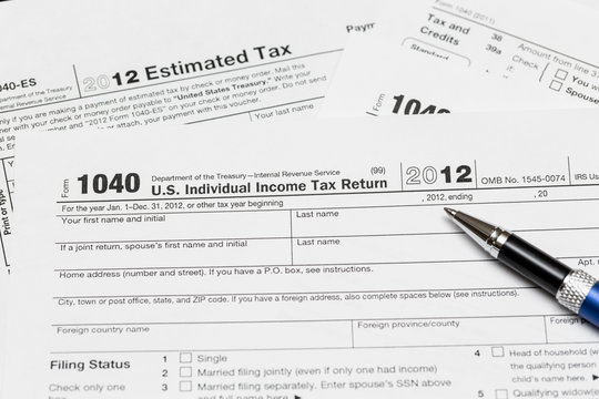 USA tax form 1040 for year 2012