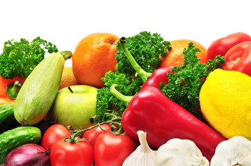 fruits and vegetables isolated on white background