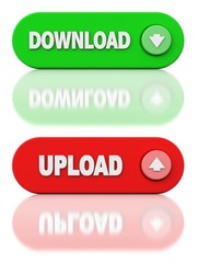 3d buttons set - upload, download