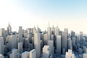 3d city in sunny day